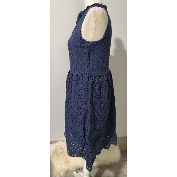 Sundance Blue eyelet Promise dress scalloped ruffle M - Picture 8 of 9